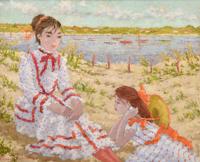 Suzanne Eisendieck Painting, Beach Scene - Sold for $2,210 on 05-25-2019 (Lot 350).jpg
